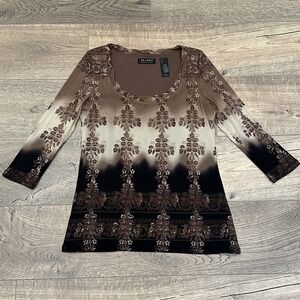 VTG Y2K 90s Axcess Women Blouse Small Brown Earthy Fairy Grunge Sheer Goblincore